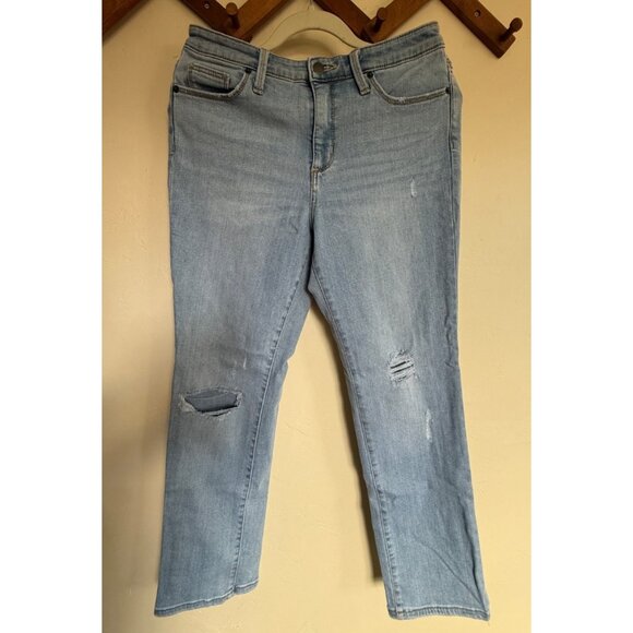 Universal Thread Jeans Women 8/29 Mid Rise Rip Straight Blue Denim Boho Stretch - Picture 2 of 11